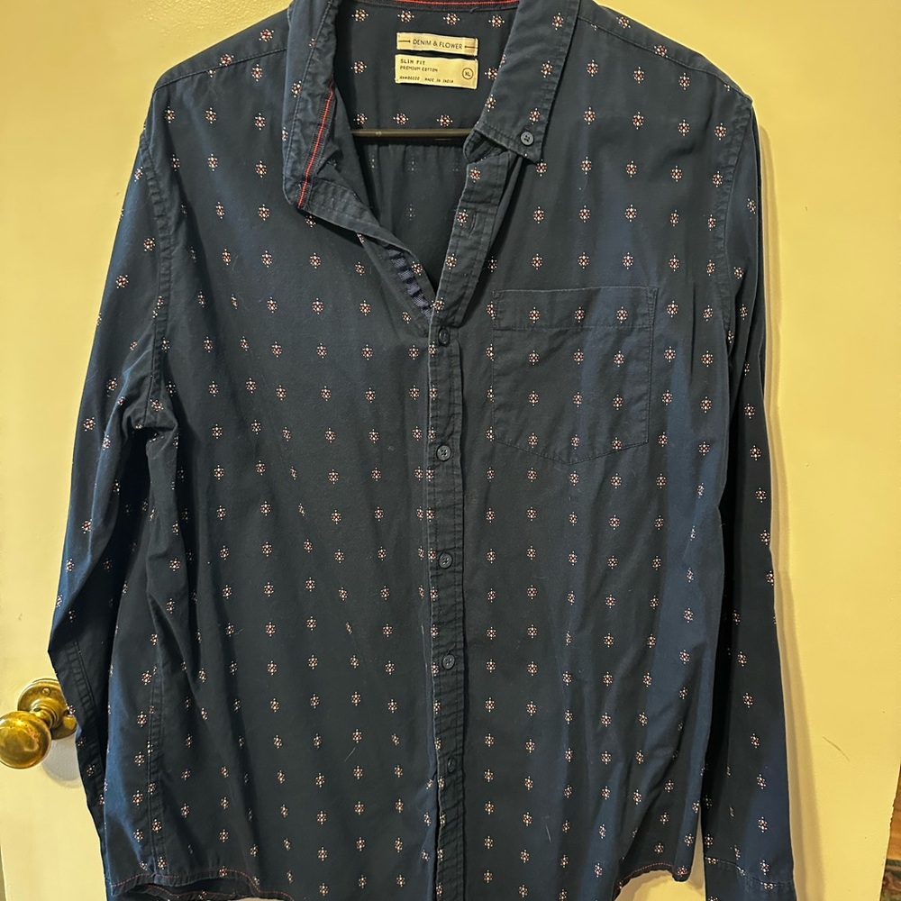 Denim & Flower Blue Casual Button Down Shirt